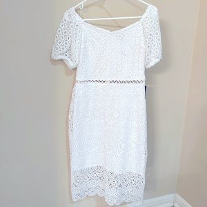 Express white eyelet midi dress